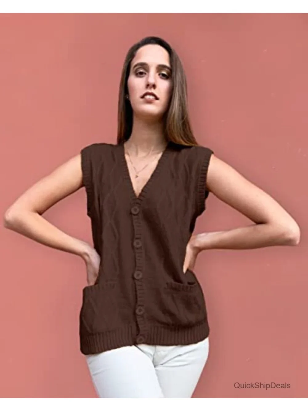 Alpaca Wool V-Neck Argyle Cardigan Sweater Vest Sleeveless